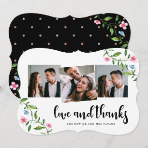 Agradecimento Bonito Casamento de Pontos Florais Obrigado Cartão