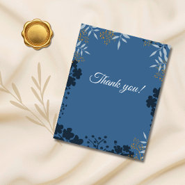 Agradecimento Botânico Azul de Casamento Elegante
