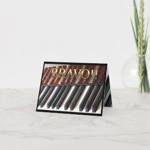Agradecimento Bravo! Parabéns cartão dobrável de piano