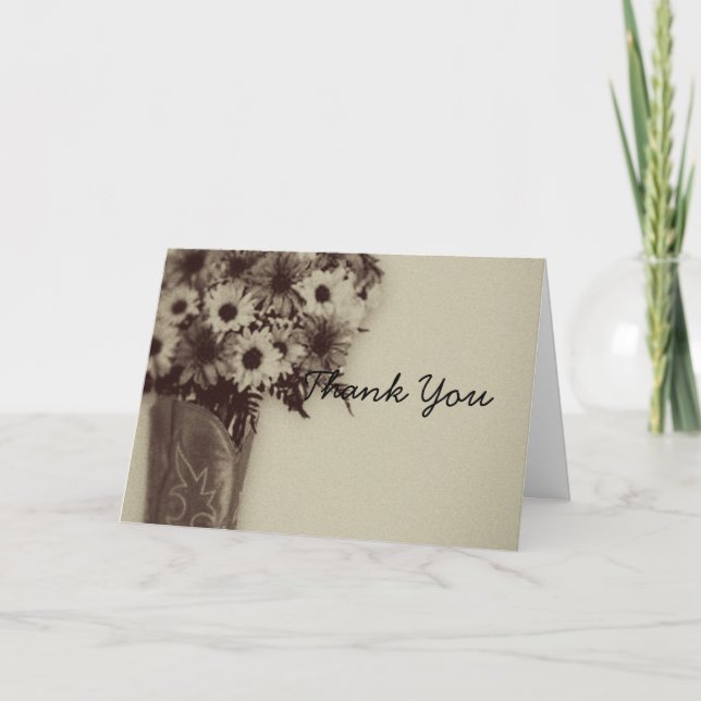 Agradecimento Buquê de Botas do Velho Oeste Cartão de Agradecime (Frente)