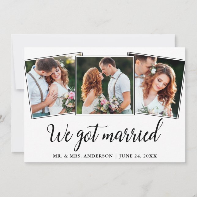 Agradecimento Caligrafia, Casamos 3 Cartão Fotográfico de Casame (Frente)