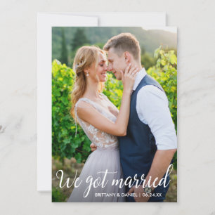 Agradecimento Caligrafia Nos Casamos Cartão com fotos De Casamen