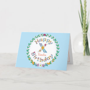 Agradecimento Carta FloralX monograma Cartão de Aniversário Pers