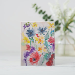 Agradecimento Cartão Aquarela de Flores Selvagens primavera