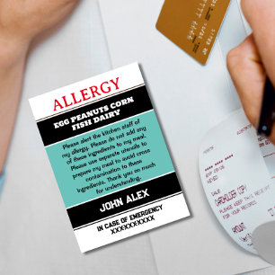 Agradecimento Cartão Chef de Alerta de Alergia Personalizado