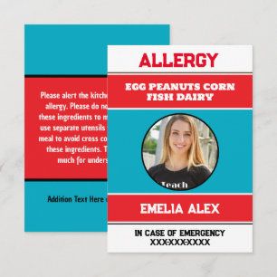 Agradecimento Cartão Chef de Alerta de Alergia Personalizado com