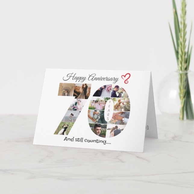 Agradecimento Cartão com fotos de aniversário de casamento de se (Frente)