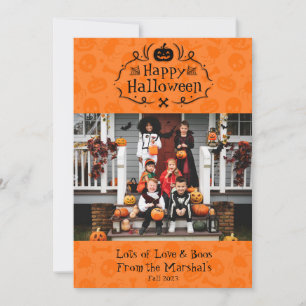 Agradecimento Cartão com fotos de Boo do Feliz Dia das Bruxas de
