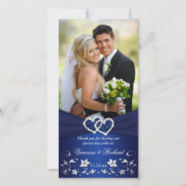 Agradecimento Cartão com fotos de Casamento de Corações Florais 