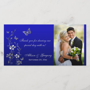 Agradecimento Cartão com fotos de Casamento Floral da Borboleta