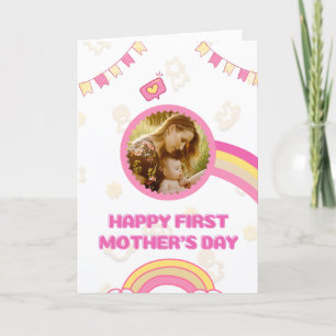 Agradecimento Cartão com fotos de primeiro Dia de as mães feliz