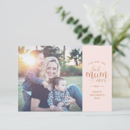 Agradecimento Cartão com fotos e melhor Mãe Dourada de Blush