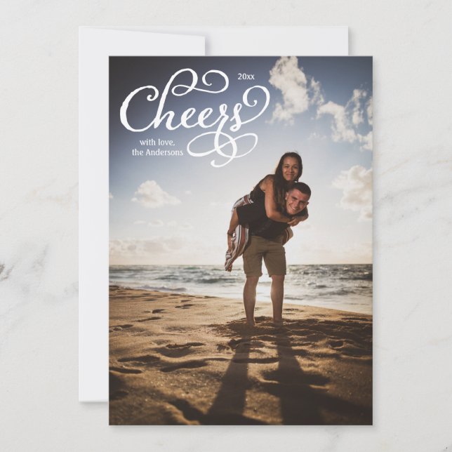 Agradecimento Cartão com fotos Elegante de Script (Frente)