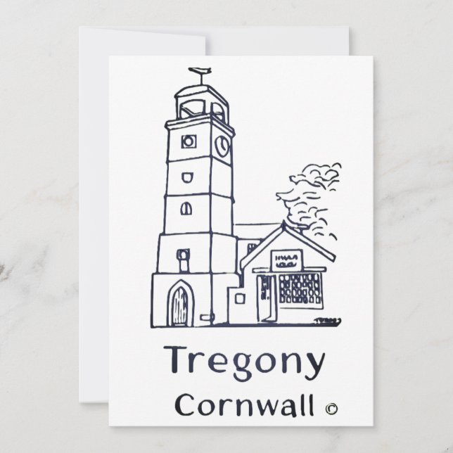 Agradecimento cartão da torre do relógio de Tregony (Frente)