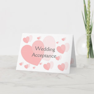 Agradecimento Cartão de Aceitação de Casamento Corações Rosa