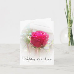 Agradecimento Cartão de Aceitação de Casamento Pink Rosebud