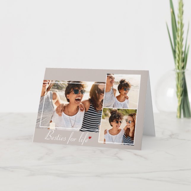 Agradecimento Cartão de Amizade Moderno com Fotos (Frente)