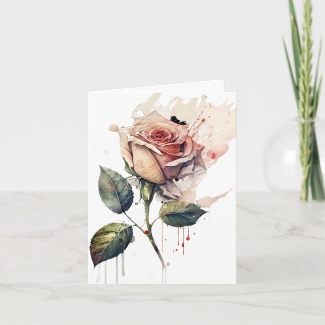Agradecimento Cartão de Amor Rosa Rubor (Frente)