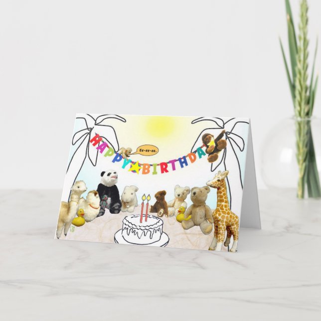 Agradecimento Cartão de Aniversário Animais Duas Velas (Frente)