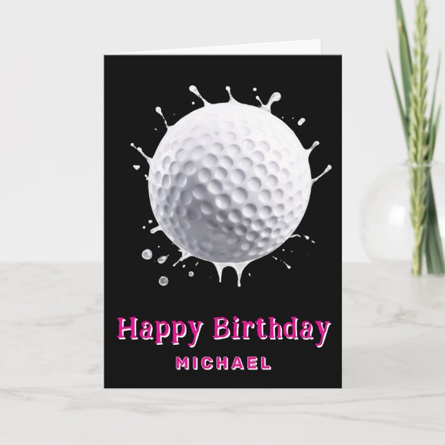 Agradecimento *~* Cartão de Aniversário AP94 Bola de Golf de Lad (Frente)