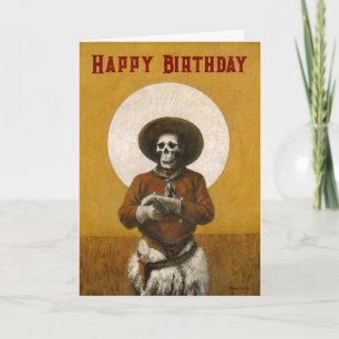 Agradecimento Cartão de Aniversário Caveira Cowboy Vintage