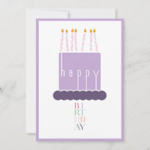 Cartão de aniversário com bolo de aniversário de f