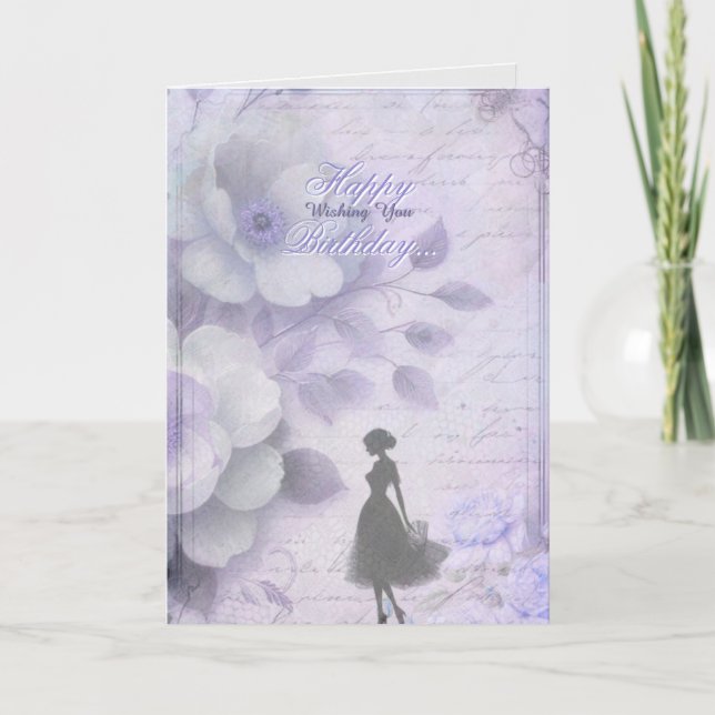 Agradecimento Cartão de Aniversário da Lavanda Elegante (Frente)