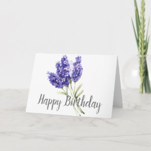 Agradecimento Cartão de Aniversário das Flores de Lavanda de Aqu