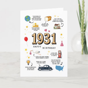 Agradecimento Cartão de aniversário de 1931 para Pai ou mãe