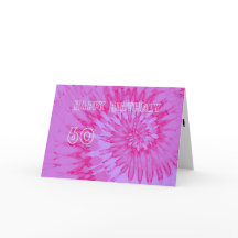 Cartão de Aniversário de 60 anos com Tie Dye Rosa 