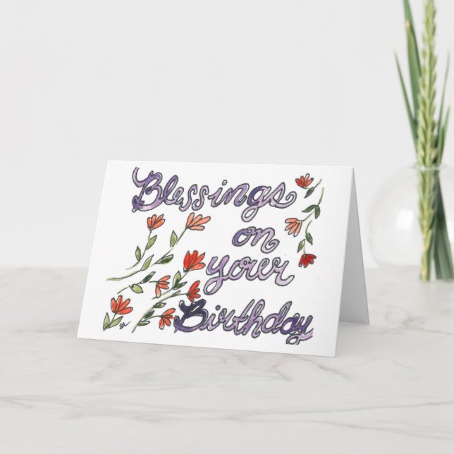 Agradecimento Cartão de Aniversário de Aquarela (Frente)