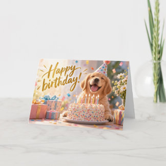 Agradecimento Cartão de aniversário de cachorro golden retriever