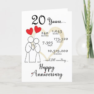 Agradecimento Cartão de Aniversário de Casamento 20 com balões c