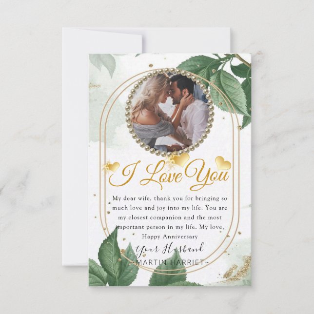 Agradecimento Cartão de Aniversário de Casamento com Foto Elegan (Frente)