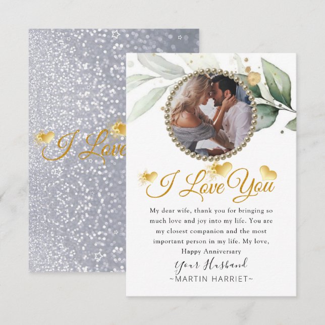 Agradecimento Cartão de Aniversário de Casamento da Esposa com F (Frente/Verso)