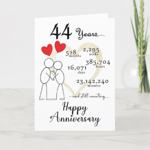 Agradecimento Cartão de Aniversário de Casamento de 44 com balão