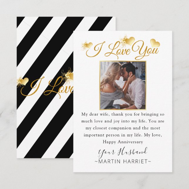 Agradecimento Cartão de Aniversário de Casamento Minimalista Eu  (Frente/Verso)