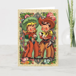 Agradecimento Cartão de Aniversário de Cowboy e Cowgirl