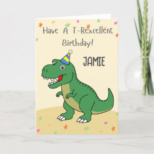 Agradecimento Cartão de Aniversário de criança T-rex do Dinossau