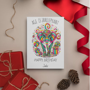 Agradecimento Cartão de Aniversário de Elefante Colorido para um