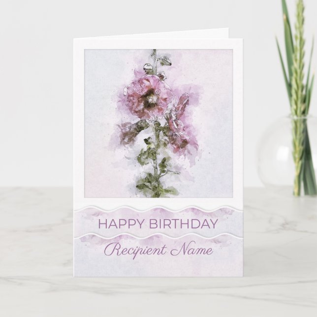 Agradecimento Cartão de Aniversário de Flores Rosa de Relação de (Frente)