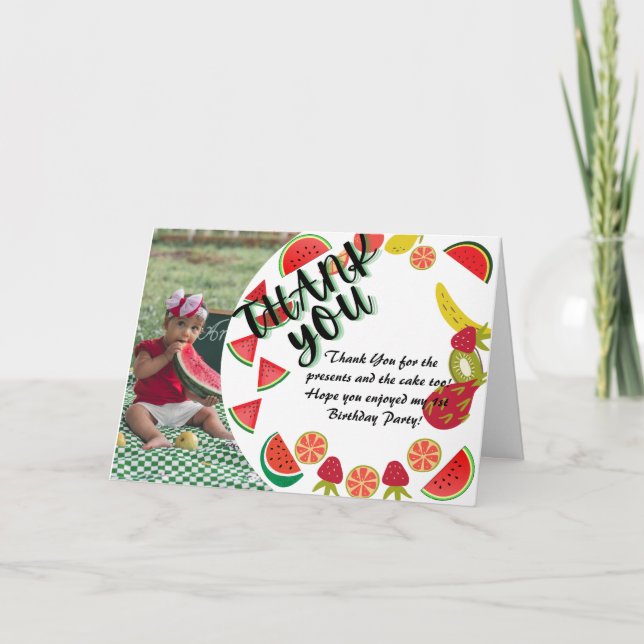 Agradecimento Cartão de Aniversário de Foto de Melancia (Frente)