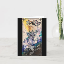 Agradecimento Cartão de Aniversário de Gato e Borboleta