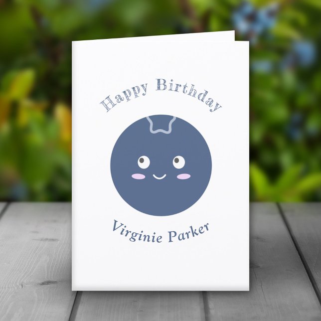 Agradecimento Cartão de Aniversário de Morango Bonito (Cute Blueberry Birthday Card )