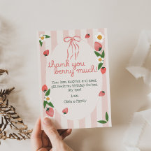 Cartão de Aniversário de Morango Muito Obrigado