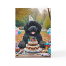 Cartão de Aniversário de Outono Black Newfie