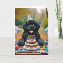 Agradecimento Cartão de Aniversário de Outono Black Newfie