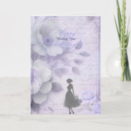Agradecimento Cartão de Aniversário de Senhora em Aquarela Lavan