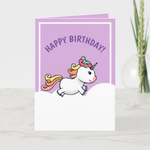 Agradecimento Cartão de aniversário de unicórnio pastel