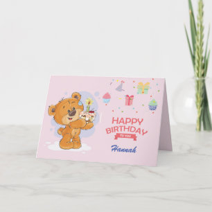 Agradecimento Cartão de Aniversário de Urso Justo Personalizado